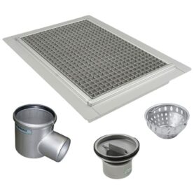 STORKÖKSBRUNNAR 660E 600X400 S110 MED SIDOUTLOPP FÖR BETONGGOLV MED MASSA/EPOXI BLUCHER