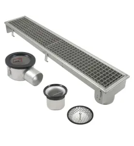 SPÄRRBRUNNAR 670B 1200X150 S75 MED SIDOUTLOPP FÖR BETONGGOLV/KLINKER UTAN TÄTSKIKT BLUCHER