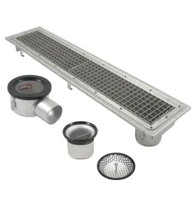 SPÄRRBRUNNAR 670PL 1000X150 S75 MED SIDOUTLOPP FÖR BETONGGOLV MED PLASTMATTA BLUCHER