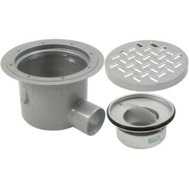 INDUSTRIBRUNNSPAKET 760-PL Ø300 S110 SIDOUTLOPP FÖR BETONGGOLV MED PLASTMATTA BLUCHER