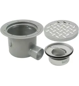 INDUSTRIBRUNNSPAKET 760-PL Ø300 S110 SIDOUTLOPP FÖR BETONGGOLV MED PLASTMATTA BLUCHER