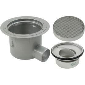 INDUSTRIBRUNNSPAKET 760-PL Ø300 S110 SIDOUTLOPP FÖR BETONGGOLV MED PLASTMATTA BLUCHER