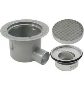INDUSTRIBRUNNSPAKET 760-PL Ø300 S110 SIDOUTLOPP FÖR BETONGGOLV MED PLASTMATTA BLUCHER