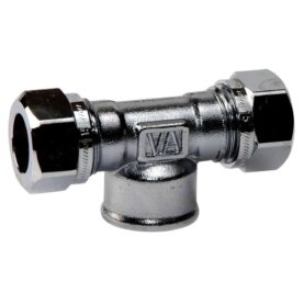 T-KOPPLING 12 MM X G15 2KLÄMRING X INVÄNDIG GÄNGA KROM VATETTE