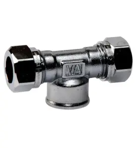 T-KOPPLING 12 MM X G15 2KLÄMRING X INVÄNDIG GÄNGA KROM VATETTE