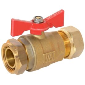 KULVENTIL 22 MM KLÄMRING X LÖPMUTTER, MÄSSING MED RÖTT VRED VATETTE