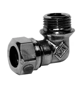 VINKELKOPPLING 12 MM X R10 X 90° KLÄMRING X UTVÄNDIG GÄNGA KROM VATETTE