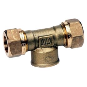 T-KOPPLING 15 MM X G15 2KLÄMRING X INVÄNDIG GÄNGA MÄSSING VATETTE