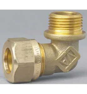 VINKELKOPPLING 15 MM X R20 X 90° KLÄMRING X UTVÄNDIG GÄNGA MÄSSING VATETTE