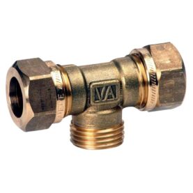 T-KOPPLING 12 MM X R15 2KLÄMRING X UTVÄNDIG GÄNGA MÄSSING VATETTE