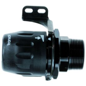 RAK KOPPLING 40 MM X R40 LUFTÖVERFÖRING MUFF X UTVÄNDIG GÄNGA SVART TRANSAIR