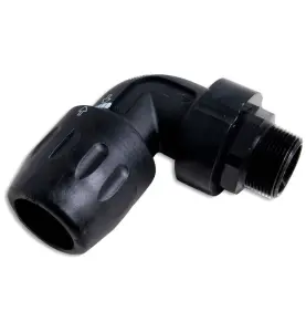VINKELKOPPLING 25 MM X R15 LUFTÖVERFÖRING MUFF X UTVÄNDIG GÄNGA SVART TRANSAIR