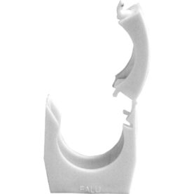 RÖRKLÄMMA 40 MM ENKEL MED LÅSBART ÖVERFALL VIT FALUPLAST