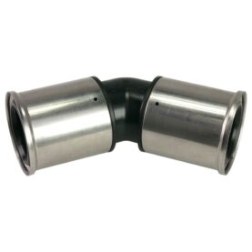 VINKEL 45° 50X50 2MUFF SVART/ROSTFRI