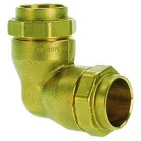 VINKELKOPPLING ISIFLO 120 32 MM X 90° 2KLÄMRING MÄSSING