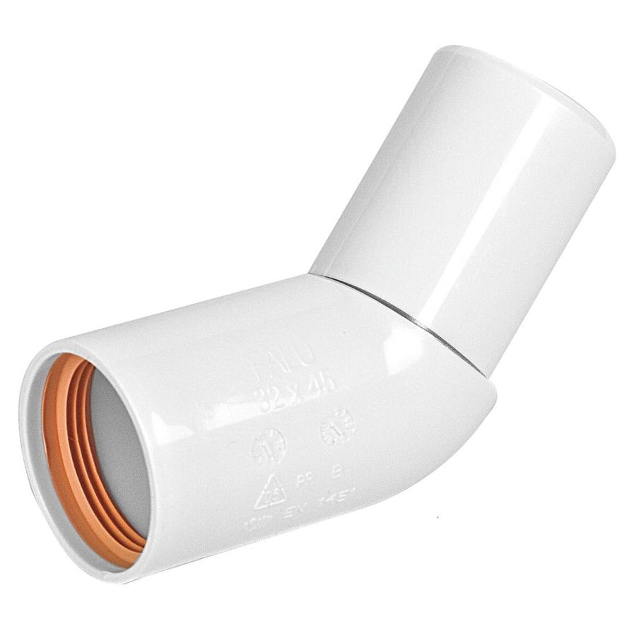VINKEL 32 MM X 45° MUFF X SLÄTÄNDA VIT FALUPLAST
