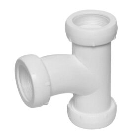 T-RÖRSKOPPLING 32 MM 3KLÄMRING, SVÄNGT INLOPP VIT FALUPLAST