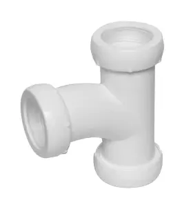 T-RÖRSKOPPLING 32 MM 3KLÄMRING, SVÄNGT INLOPP VIT FALUPLAST