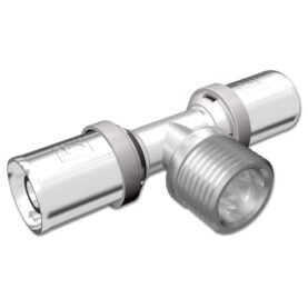 T-RÖR PRESSPEX A50MM X R25 2MUFF X UTVÄNDIG GÄNGA MÄSSING LK