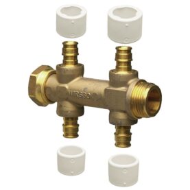 FÖRDELARE 2+2 1XG20/2+2 X 15X2,5MM C/C 50MM,L= 100MM LÖPANDE MUTTER/UTVÄNDIG GÄNGA AQUA PLUS UPONOR