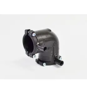 ELSVETSVINKEL 32 MM X 90° 2MUFF FÖR PE-RÖR OCH DELAR SVART ROLLMAPLAST