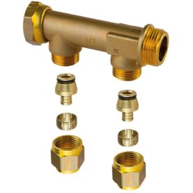 FÖRDELARE 2 G20/2 X 15X2,5 MM /G20 2 X C/C50 MM AVSTICK LÖPMUTTER X GÄNGA/KOPPLING AQUA PLUS UPONOR