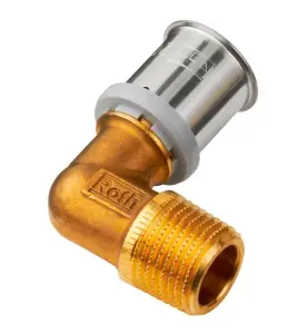 ÖVERGÅNGSVINKEL 16 MM X G10 X 90° MUFF X UTVÄNDIG GÄNGA MÄSSING PRESSCHECK ROTH