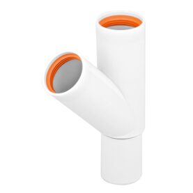 GRENRÖR 50 MM X 45° 2MUFF X SLÄTÄNDA VIT FALUPLAST