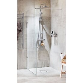 SKÄRMVÄGG LUXOR VÄGGMONTAGE 86 CM 8 MM TIMELESS KROM ALTERNA