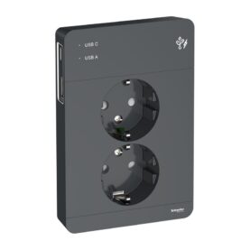 VÄGGUTTAG 2-VÄGS MED USB ANTRACIT