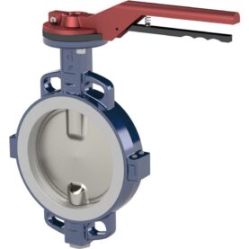 VRIDSPJÄLLSVENTIL 100 WAFER PTFE MED HANDSPAK