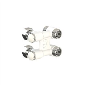 RADIATORANSLUTNINGSFÖRDELARE RAK 4 MED AVSTÄNGNING VIT FÖR TP11/21 PURMO