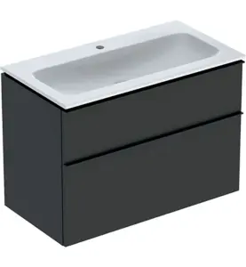 MÖBELPAKET ICON B90 VIT SLIM TVÄTTSTÄLL 2 LÅDOR MATT HANDTAG LAVA GEBERIT