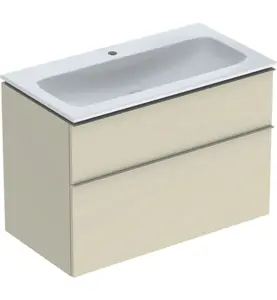 MÖBELPAKET ICON B90 GRÅ,KTCT SLIM TVÄTTSTÄLL 2 LÅDOR HANDTAG SANDGRÅ MATT GEBERIT