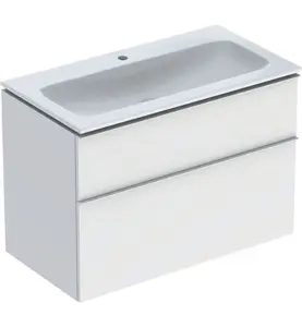 MÖBELPAKET ICON B90 VIT MATT,KTCT SLIM TVÄTTSTÄLL 2 LÅDOR HANDTAG VIT MATT GEBERIT