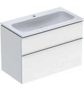 MÖBELPAKET ICON B90 VIT,KTCT SLIM TVÄTTSTÄLL 2 LÅDOR HANDTAG FÖRKROMAT GEBERIT