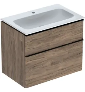 MÖBELPAKET ICON B75 VALNÖT,KTCT SLIM TVÄTTSTÄLL 2 LÅDOR TRÄ STRUKTUR HANDTAG LAVA GEBERIT