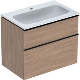 MÖBELPAKET ICON B75 EK, KTCT SLIM TVÄTTSTÄLL 2 LÅDOR TRÄ STRUKTUR HANDTAG LAVA GEBERIT