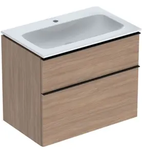 MÖBELPAKET ICON B75 EK, KTCT SLIM TVÄTTSTÄLL 2 LÅDOR TRÄ STRUKTUR HANDTAG LAVA GEBERIT