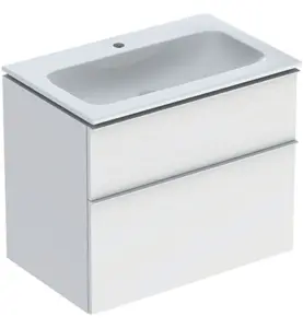 MÖBELPAKET ICON B75 VIT,KTCT SLIM TVÄTTSTÄLL 2 LÅDOR , MATT HANDTAG VIT GEBERIT