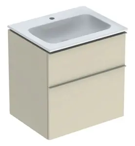 MÖBELPAKET ICON B60 SANDGRÅ SLIM TVÄTTSTÄLL 2 LÅDOR HG, HANDTAG SANDGRÅ GEBERIT