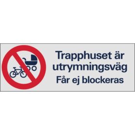 SKYLT TRAPPHUSET ÄR UTRYMNINGSVÄG 225X80