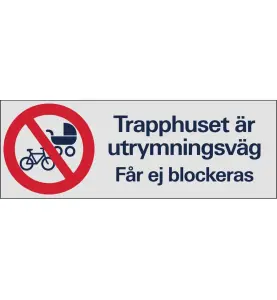 SKYLT TRAPPHUSET ÄR UTRYMNINGSVÄG 225X80