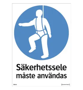 SKYLT SÄKERHETSSELE MÅSTE ANVÄNDAS 210X297 MM