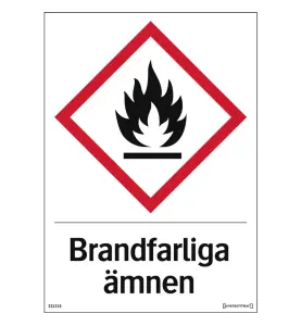 SKYLT BRANDFARLIGA ÄMNEN 210X297 MM