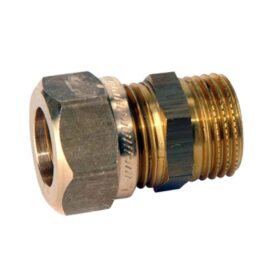 RAK KOPPLING 15 MM X R15 KLÄMRING X UTVÄNDIG GÄNGA MÄSSING VATETTE