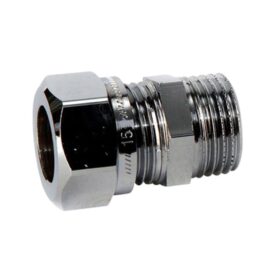 RAK KOPPLING 12 MM X R10 KLÄMRING X UTVÄNDIG GÄNGA KROM VATETTE