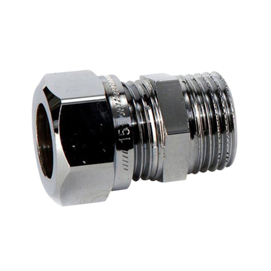 RAK KOPPLING 12 MM X R10 KLÄMRING X UTVÄNDIG GÄNGA KROM VATETTE