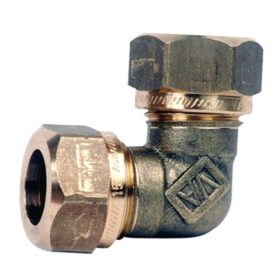 VINKELKOPPLING 42 MM X 90° 290X195X20 2KLÄMRING MÄSSING VATETTE