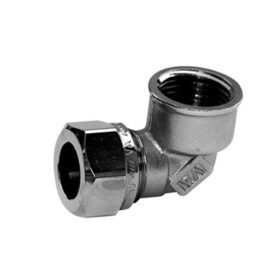 VINKELKOPPLING 15 MM X G15 X 90° KLÄMRING X INVÄNDIG GÄNGA KROM VATETTE